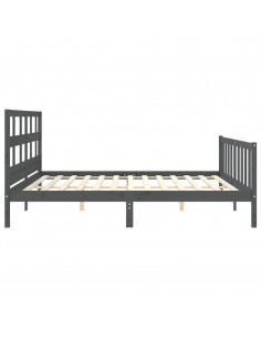 Giroletto con Testiera Grigio 200x200 cm in Legno Massello 2