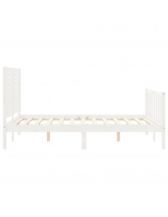 Giroletto con Testiera Bianco 120x200 cm in Legno Massello 2