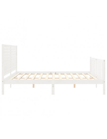 Giroletto con Testiera Bianco 200x200 cm in Legno Massello