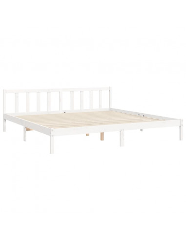 Giroletto con Testiera Bianco 200x200 cm in Legno Massello