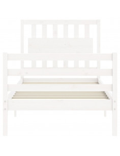 Giroletto con Testiera Bianco 90x200 cm in Legno Massello 2