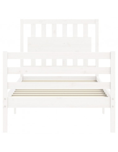 Giroletto con Testiera Bianco 90x200 cm in Legno Massello