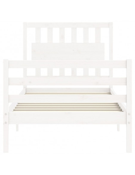 Giroletto con Testiera Bianco 90x200 cm in Legno Massello