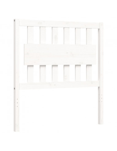 Giroletto con Testiera Bianco 90x200 cm in Legno Massello