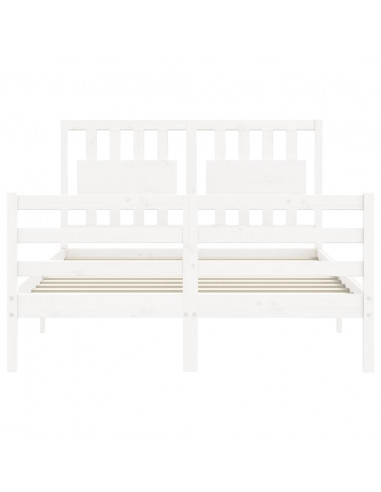 Giroletto con Testiera Bianco 140x200 cm in Legno Massello