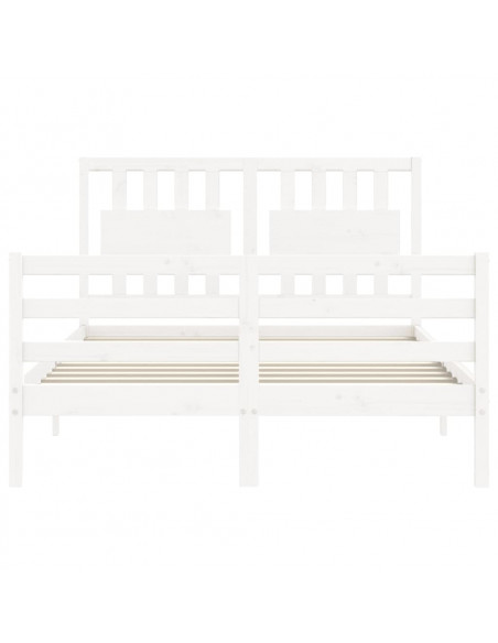 Giroletto con Testiera Bianco 140x200 cm in Legno Massello