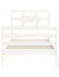 Giroletto con Testiera Bianco 90x200 cm in Legno Massello 2