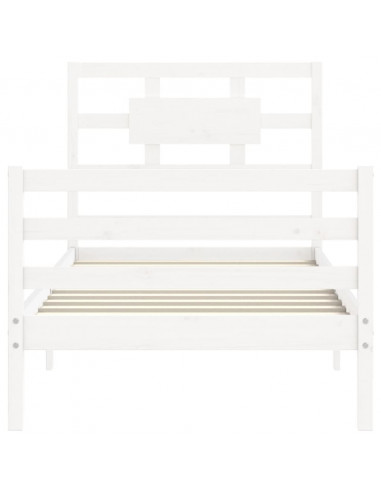 Giroletto con Testiera Bianco 90x200 cm in Legno Massello