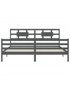 Giroletto con Testiera Grigio 200x200 cm in Legno Massello 2