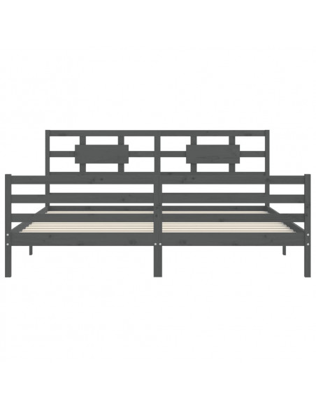 Giroletto con Testiera Grigio 200x200 cm in Legno Massello