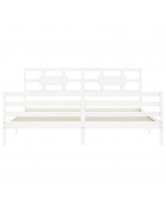 Giroletto con Testiera Bianco 200x200 cm in Legno Massello 2