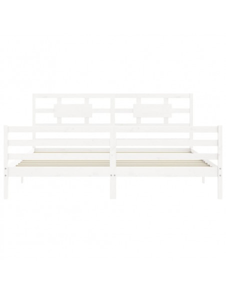 Giroletto con Testiera Bianco 200x200 cm in Legno Massello