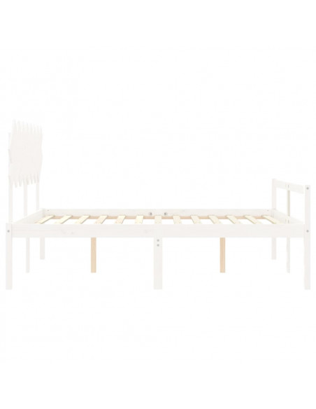 Letto per Anziani con Testiera Bianco 160x200 cm Legno Massello