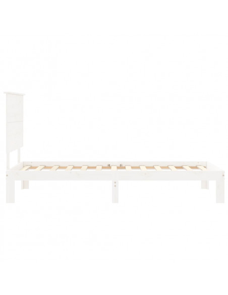 Giroletto con Testiera Bianco 90x200 cm in Legno Massello