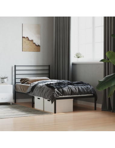 Giroletto con Testiera in Metallo Nero 80x200 cm