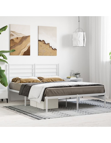 Giroletto con Testiera in Metallo Bianco 120x200 cm