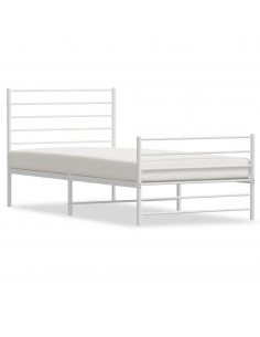 Giroletto con Testiera e Pediera Metallo Bianco 80x200 cm 2