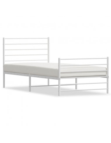 Giroletto con Testiera e Pediera Metallo Bianco 80x200 cm