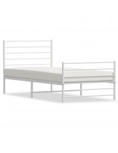 Giroletto con Testiera e Pediera Metallo Bianco 90x200 cm 2