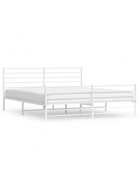 Giroletto con Testiera e Pediera Metallo Bianco 200x200 cm