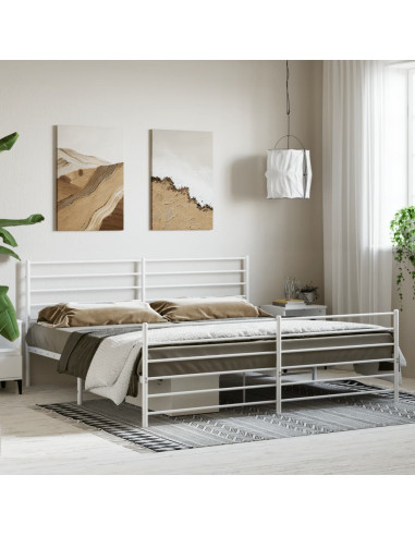 Giroletto con Testiera e Pediera Metallo Bianco 200x200 cm