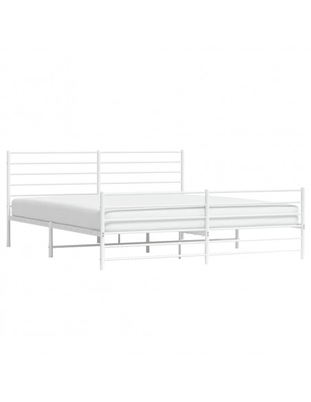 Giroletto con Testiera e Pediera Metallo Bianco 200x200 cm