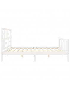 Giroletto con Testiera Bianco 200x200 cm in Legno Massello 2