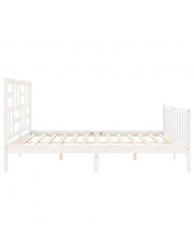 Giroletto con Testiera Bianco 200x200 cm in Legno Massello