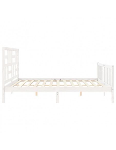 Giroletto con Testiera Bianco 200x200 cm in Legno Massello