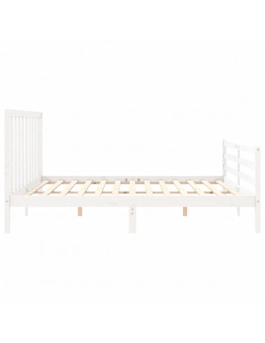 Giroletto con Testiera Bianco 200x200 cm in Legno Massello