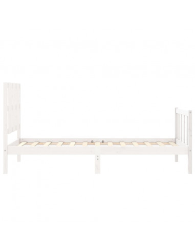 Giroletto con Testiera Bianco 90x190 cm in Legno Massello