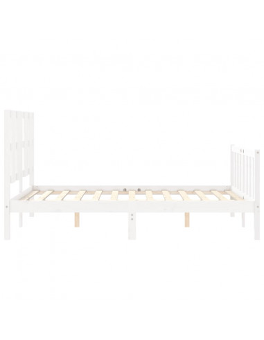 Giroletto con Testiera Bianco 140x190 cm in Legno Massello