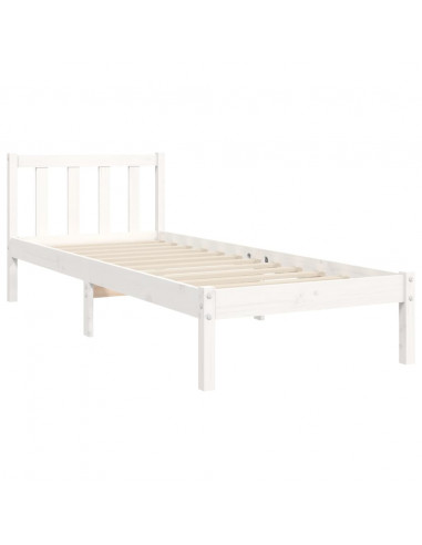 Giroletto con Testiera Bianco 90x200 cm in Legno Massello