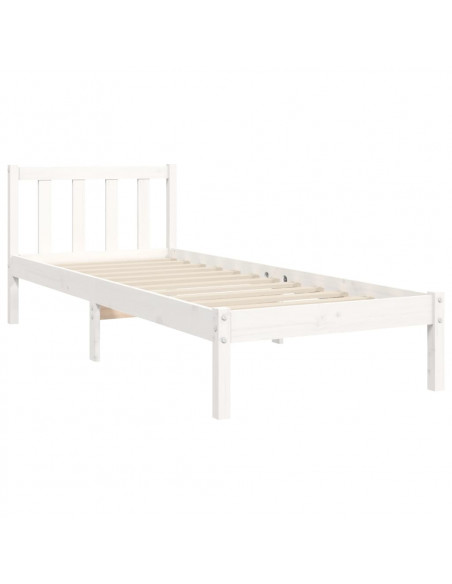 Giroletto con Testiera Bianco 90x200 cm in Legno Massello