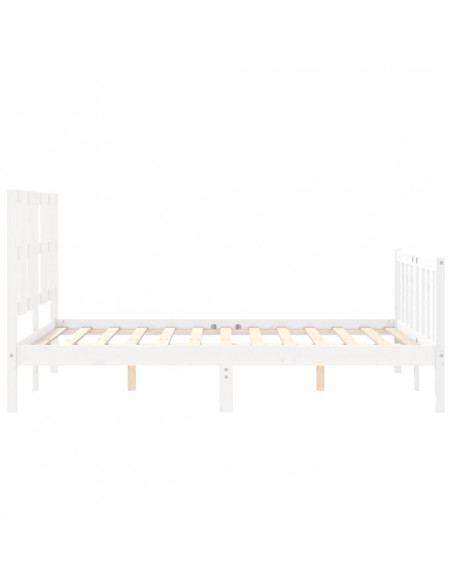 Giroletto con Testiera Bianco 140x200 cm in Legno Massello