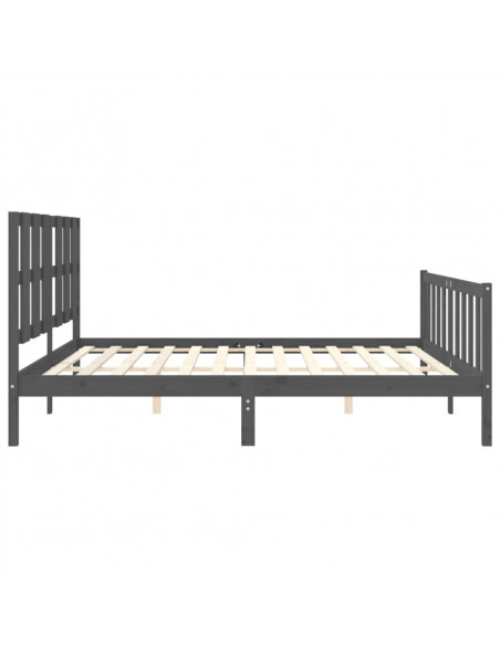 Giroletto con Testiera Grigio 200x200 cm in Legno Massello