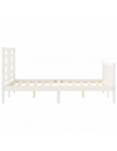 Giroletto con Testiera Bianco 140x190 cm in Legno Massello 2