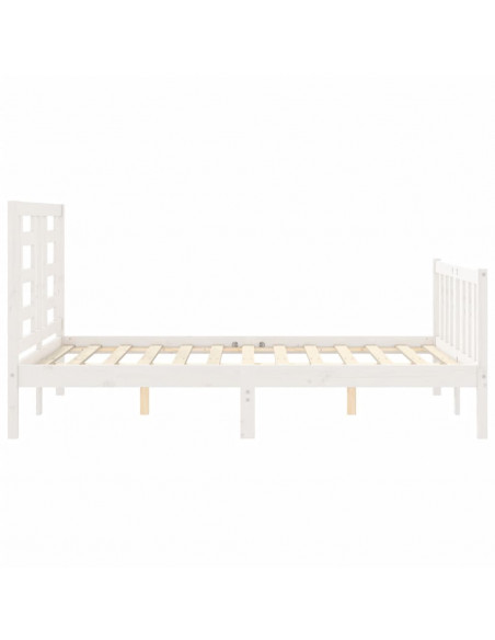 Giroletto con Testiera Bianco 140x190 cm in Legno Massello