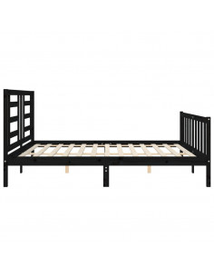 Giroletto con Testiera Nero 200x200 cm in Legno Massello 2