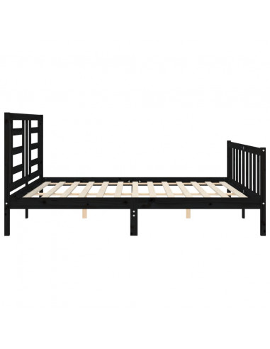 Giroletto con Testiera Nero 200x200 cm in Legno Massello