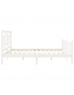 Giroletto con Testiera Bianco 200x200 cm in Legno Massello 2