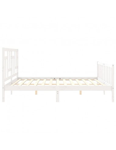 Giroletto con Testiera Bianco 200x200 cm in Legno Massello