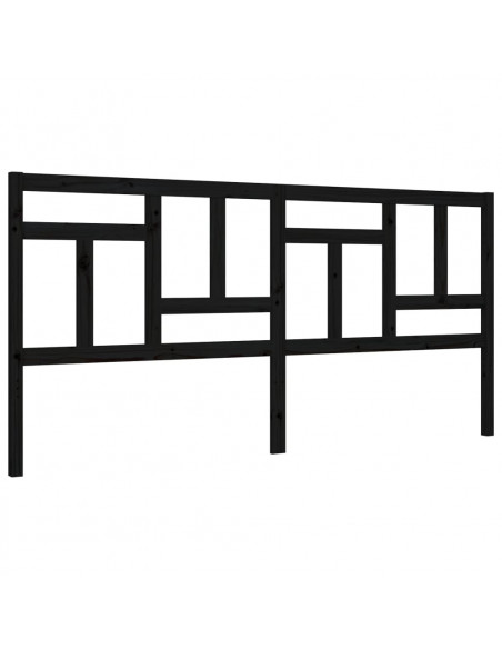 Giroletto con Testiera Nero 200x200 cm in Legno Massello