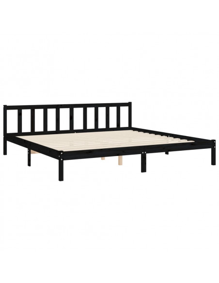 Giroletto con Testiera Nero 200x200 cm in Legno Massello