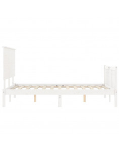 Giroletto con Testiera Bianco 140x190 cm in Legno Massello 2