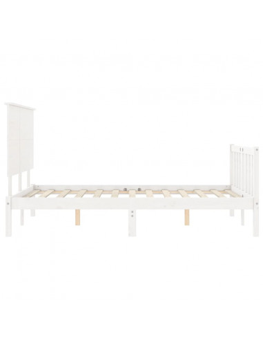 Giroletto con Testiera Bianco 140x190 cm in Legno Massello