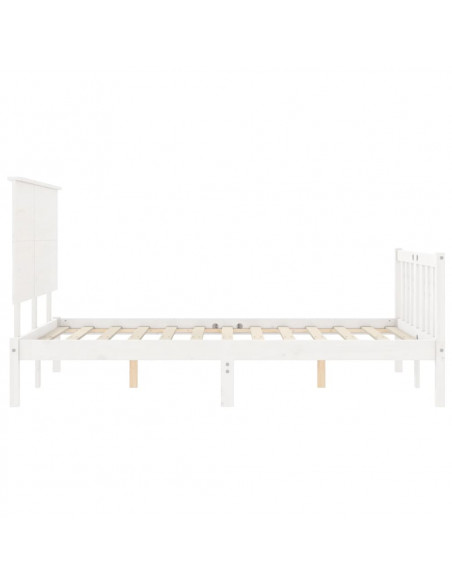 Giroletto con Testiera Bianco 140x190 cm in Legno Massello