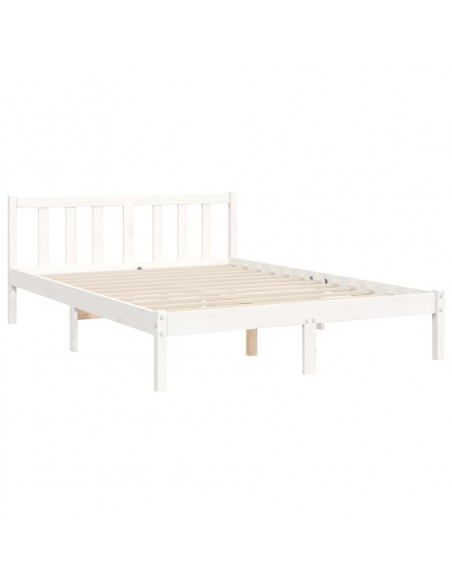 Giroletto con Testiera Bianco 120x200 cm in Legno Massello