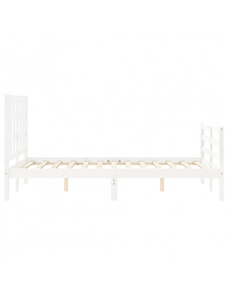 Giroletto con Testiera Bianco 120x200 cm in Legno Massello