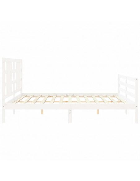 Giroletto con Testiera Bianco 200x200 cm in Legno Massello